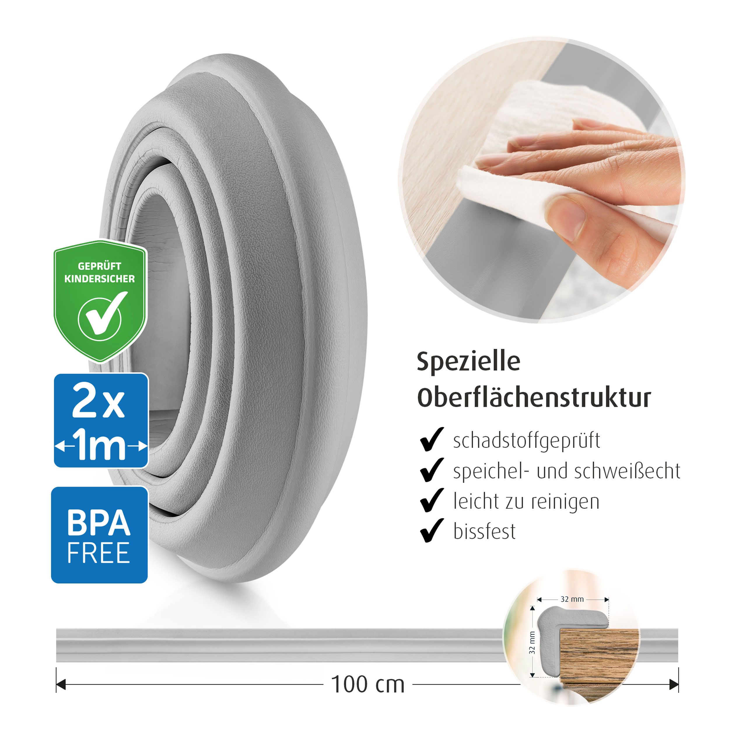 reer Kantenschutz soft, Schaumstoff, Grau