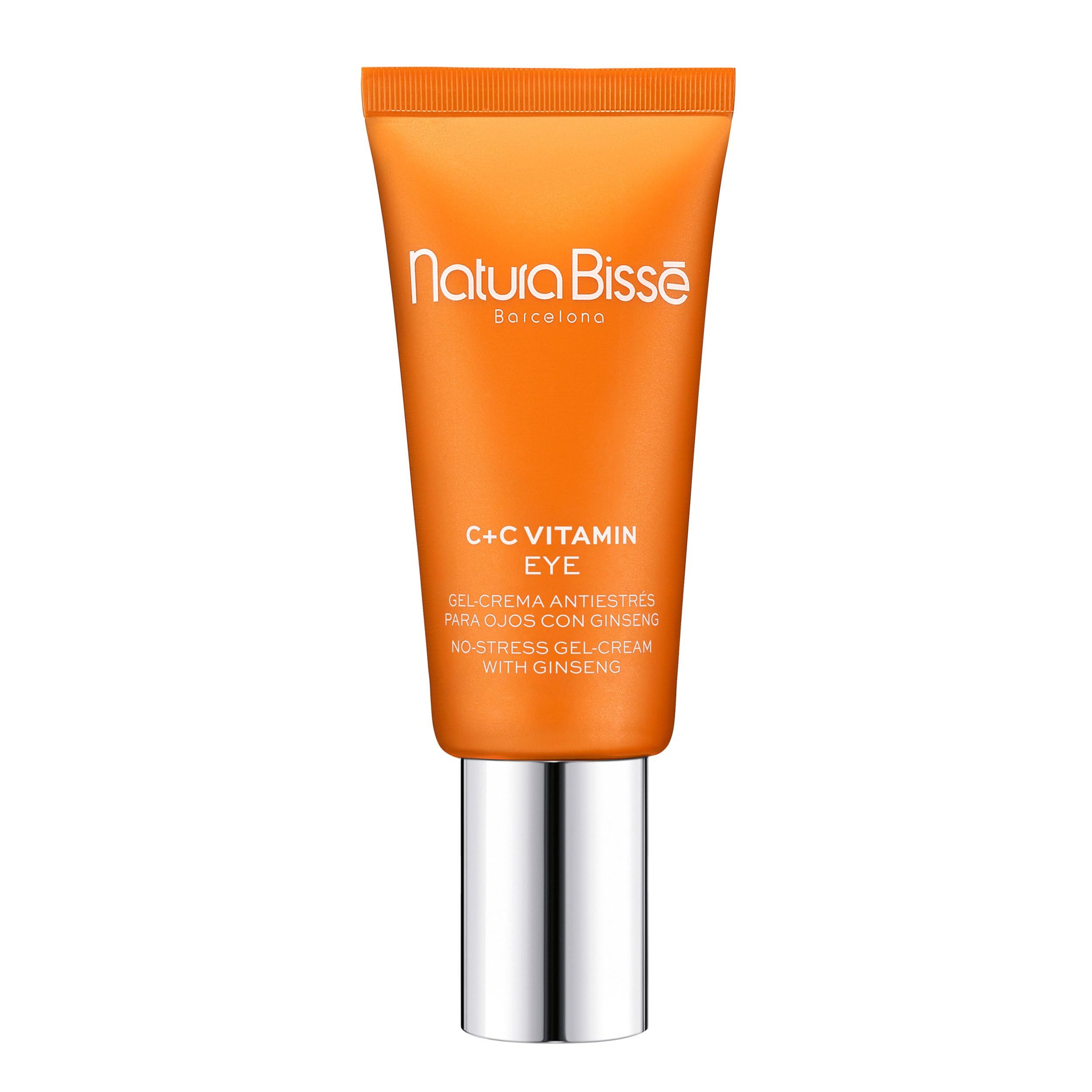 Orange Tube mit silbernem Deckel. Aufschrift: Natura Bissé, C+C Vitamin Eye, No-Stress Gel-Cream with Ginseng.