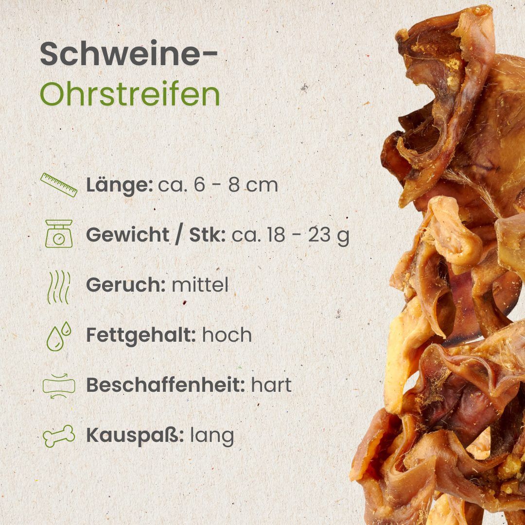 Getrocknete Rinderhautstücke auf weißem Hintergrund.