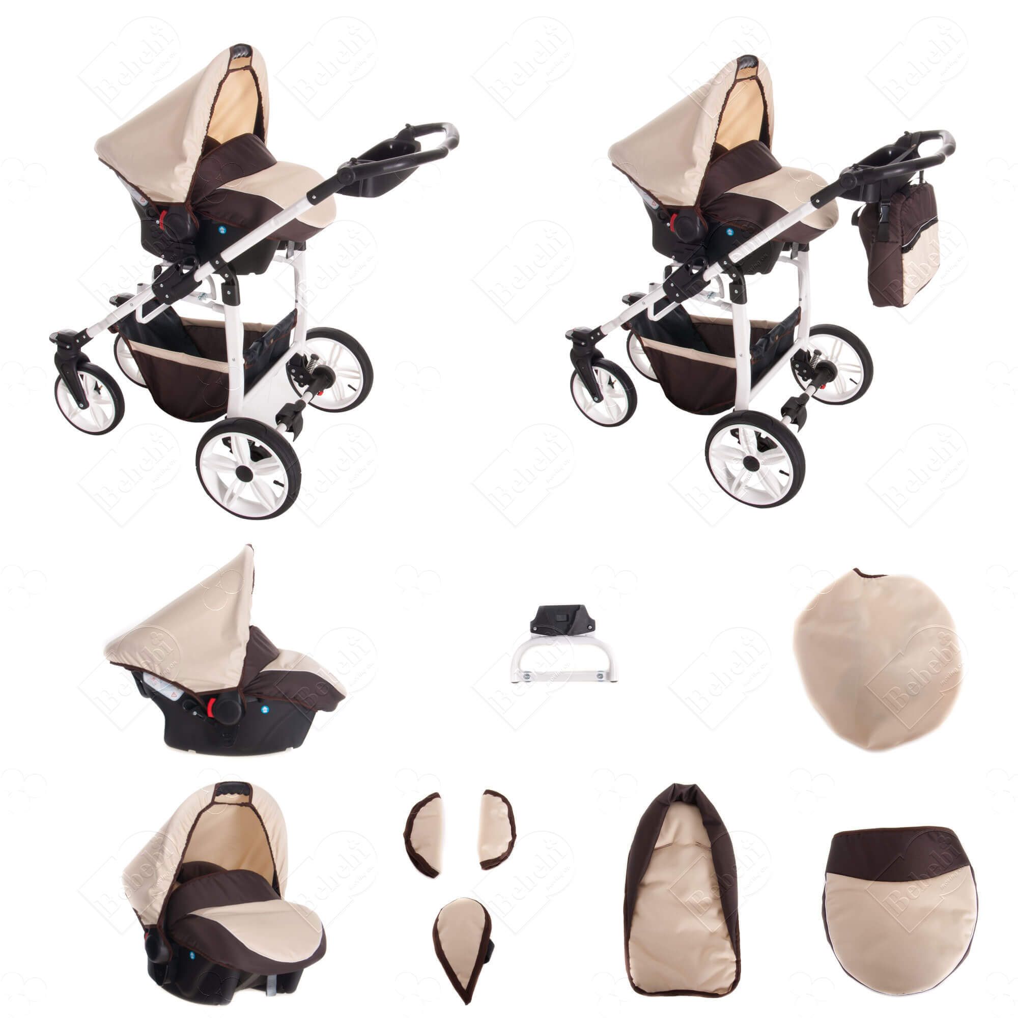 Bebebi Zürich 4 in 1 Kinderwagen Komplettset ISOFIX Basis Luftreifen, Charmey