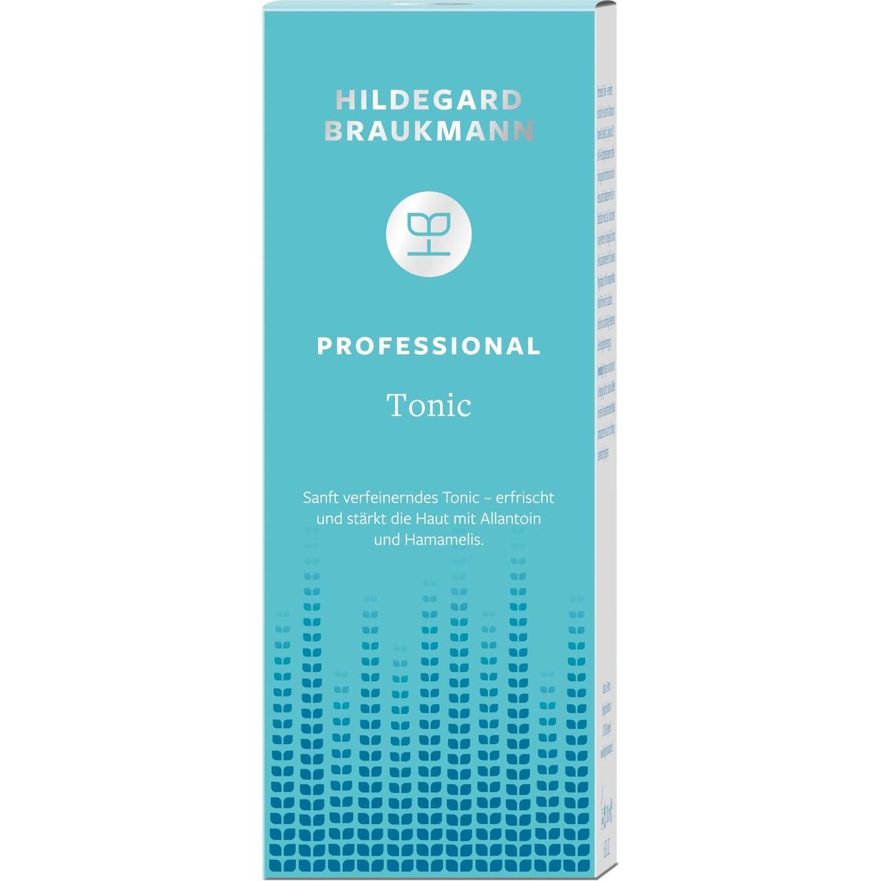 Türkisfarbene Schachtel mit Produktnamen und Logo. Text: Professional Tonic. Sanft verfeinerndes Tonic.