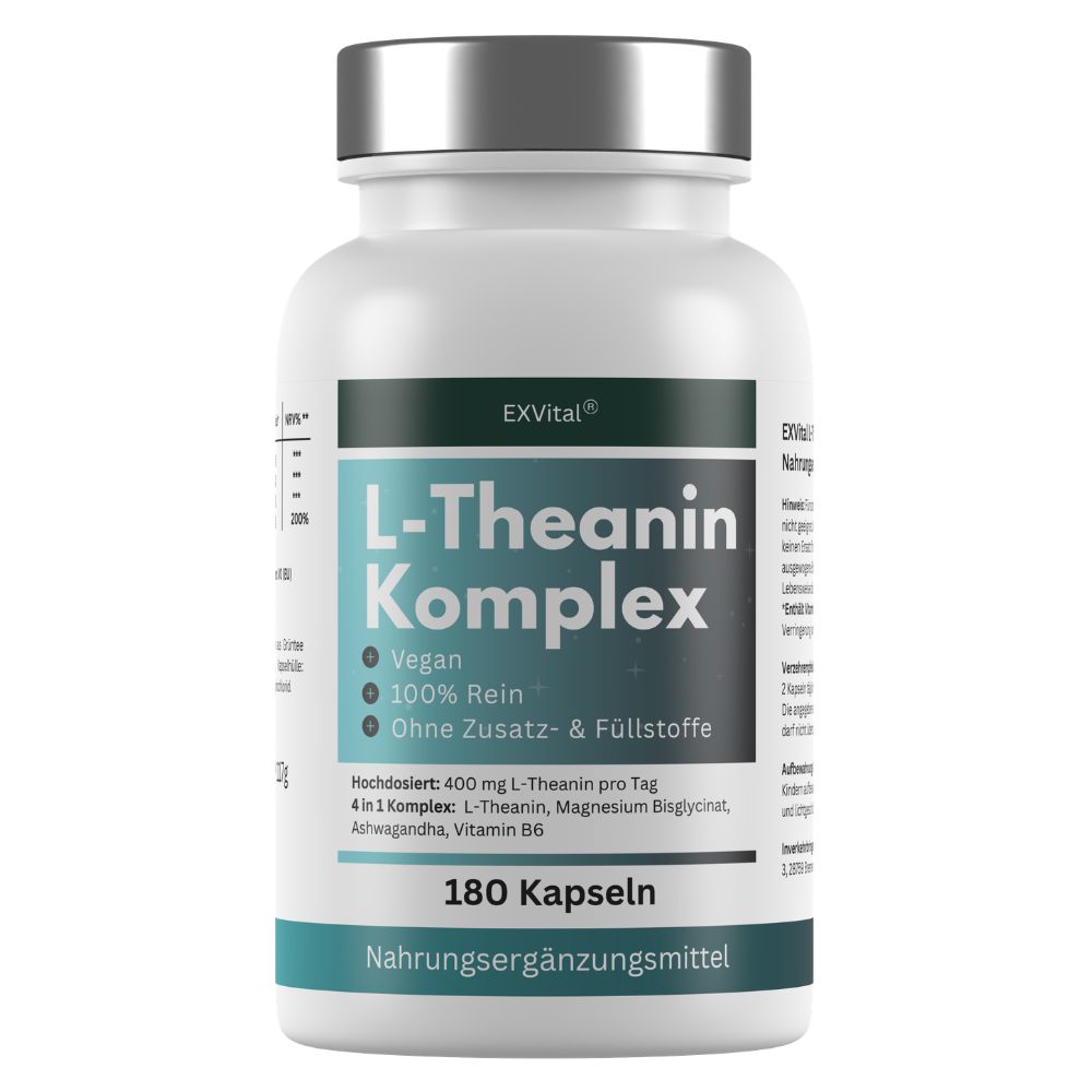 EXVital® L-Theanin Komplex Kapseln mit Magnesium, Ashwagandha & Vitamin B6 117 g