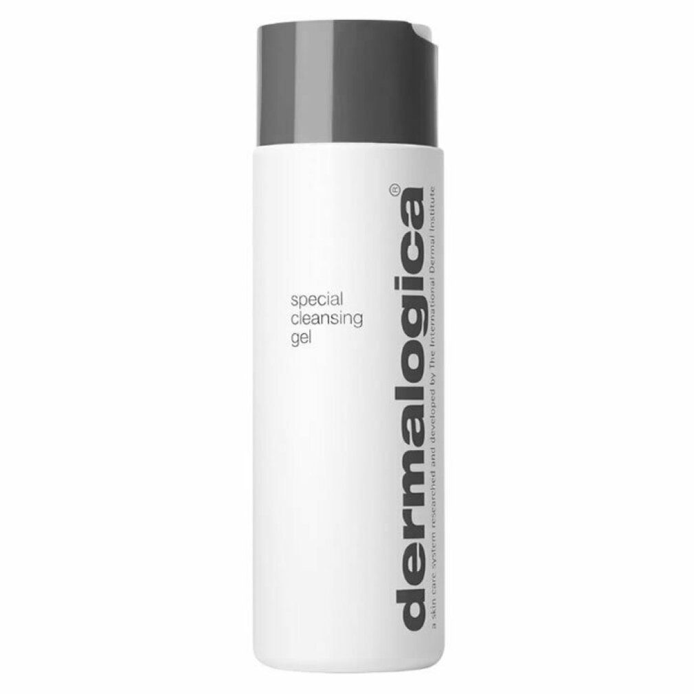 Weisse Flasche mit grauem Deckel. Aufschrift: Dermalogica, Special Cleansing Gel.