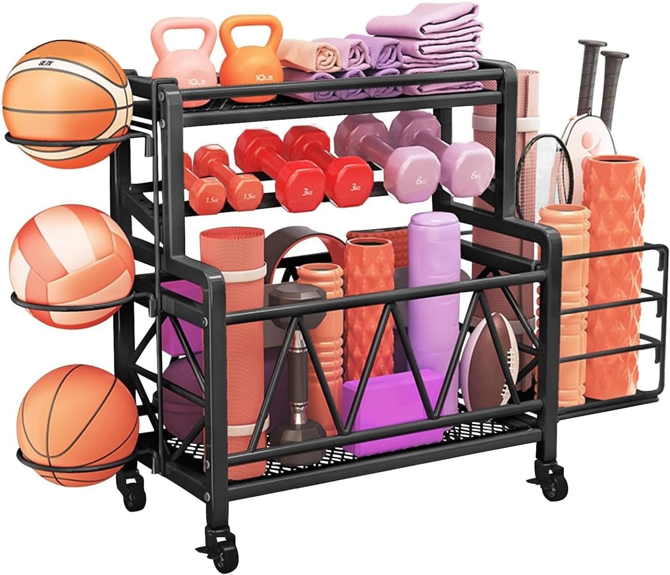 FFitness Rastrelliera per Manubri con Ruote Per Attrezzatura da Allenamento FF