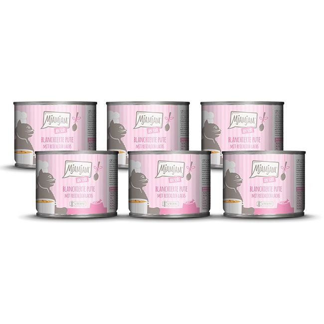 MjAMjAM – blanchierte Pute mit reichlich Lachs an Soße 6x185 g Futter