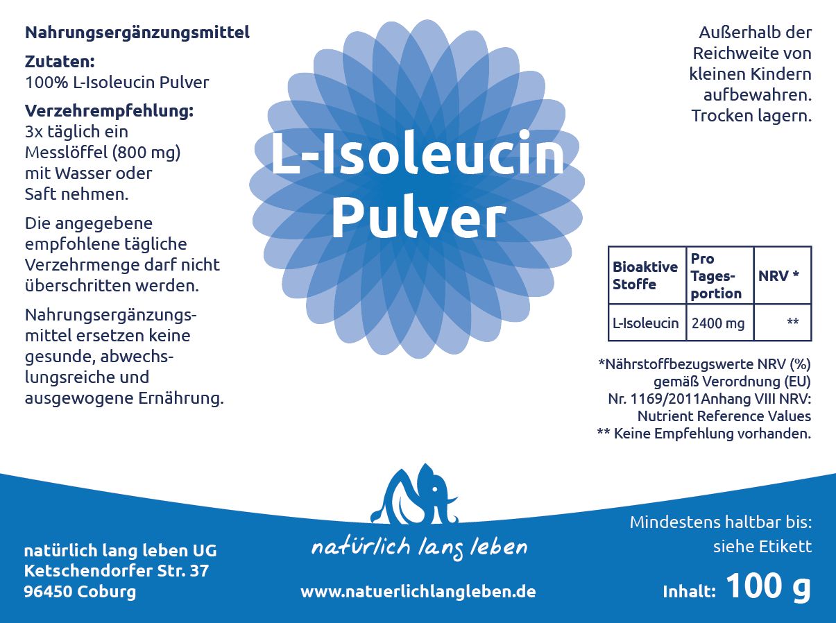 natürlich lang leben L-Isoleucin Pulver 100 g