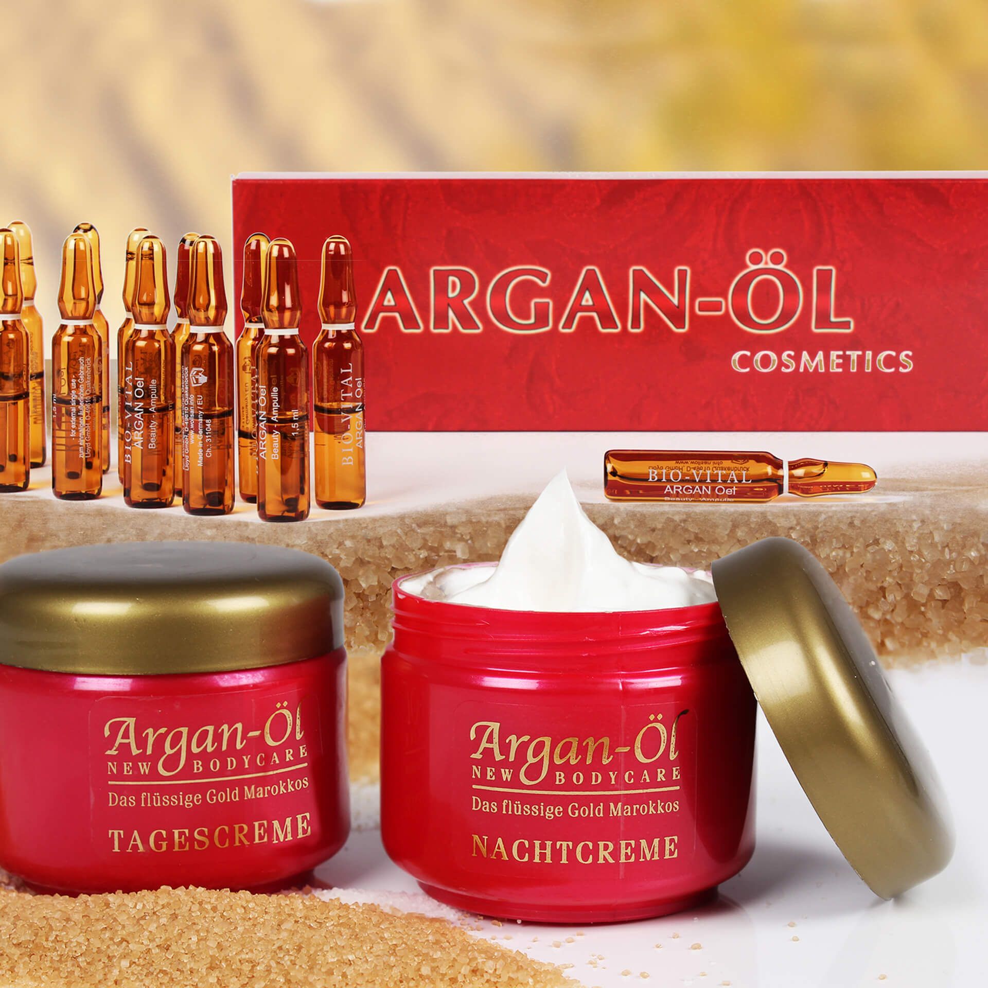 Bio-Vital Pflegeset 3-tlg. Argan-Öl Tag- und Nachtcreme mit Arganöl-Ampullen (15 Stk.). 1 St