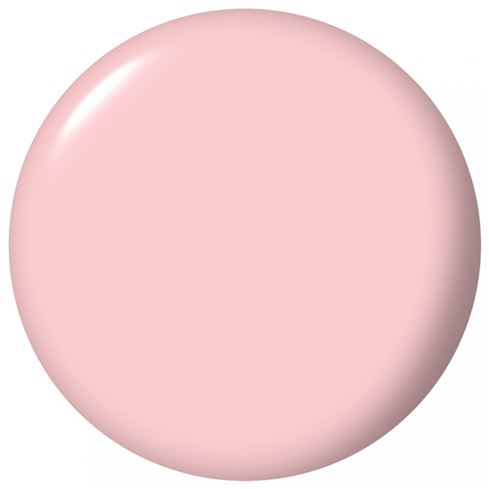 Ein runder, glänzender, blassrosa Nagellack.