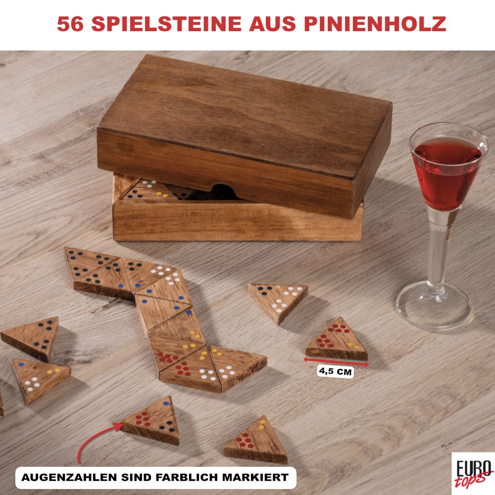 Holzspielbrett mit Zahlenreihen 1-10, grüner Spielfläche und Würfeln. Spielsteine sind in den Reihen.