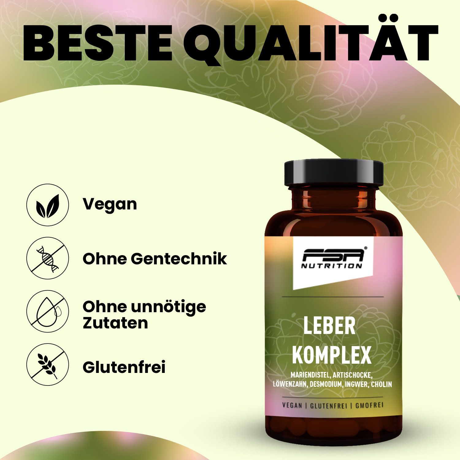 Leber Komplex 6-in-1 mit Mariendistel & Cholin - 4 Monate - FSA Nutrition
