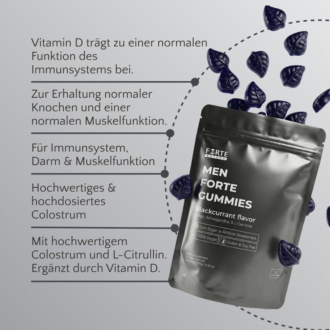 Forte Natura® Mann Forte Gummies mit Vitamin D, Colostrum und L-Citrullin.