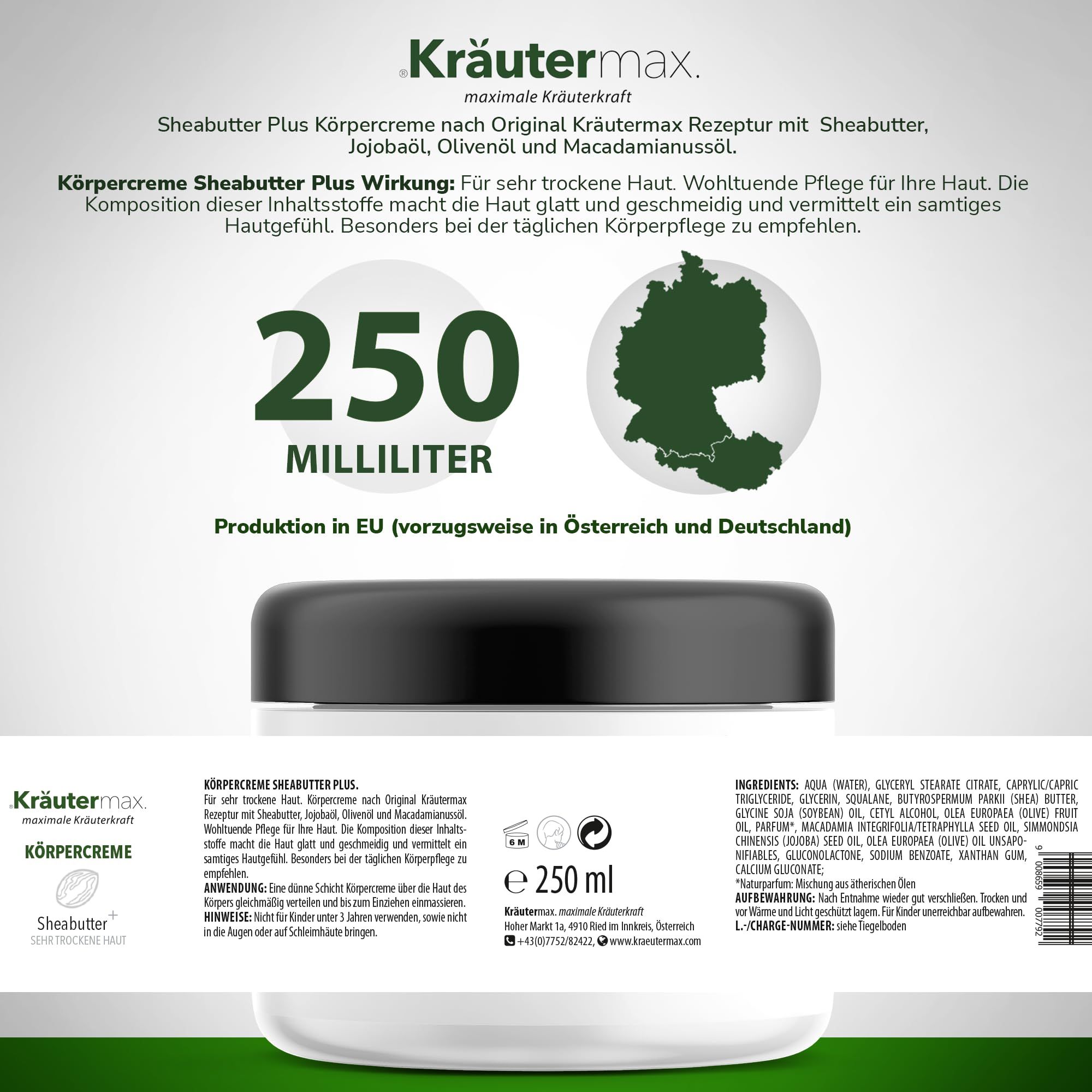 Kräutermax Körpercreme Sheabutter plus 250 ml Körperpflege