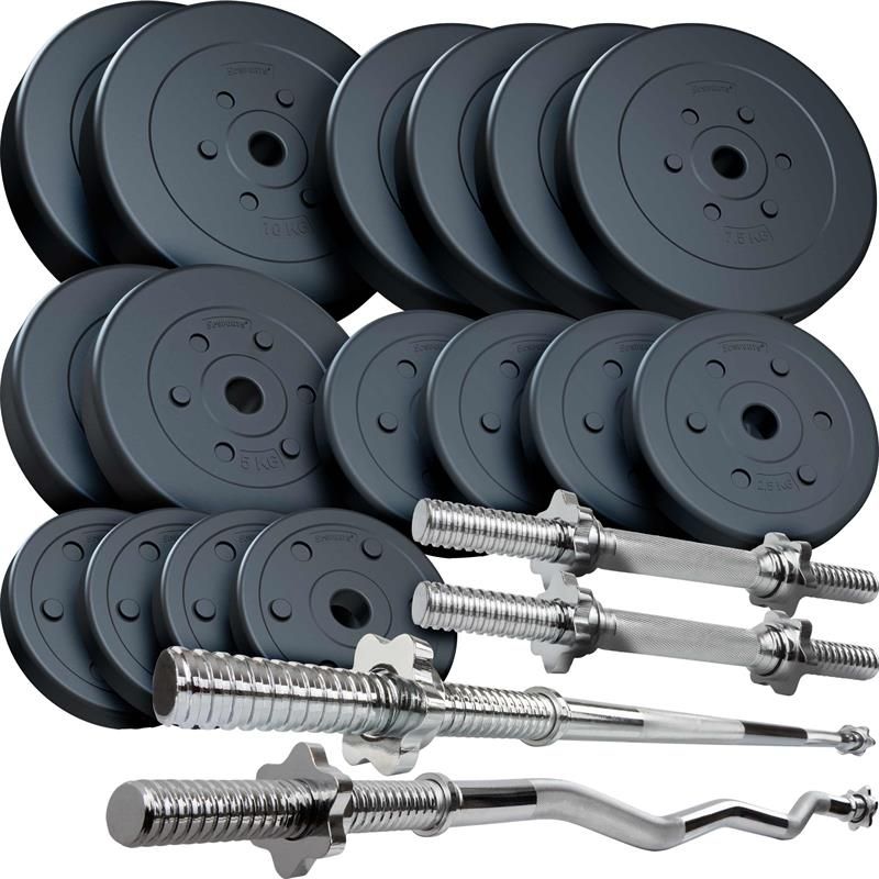 ScSPORTS® Kombi-Hantelset 100 kg Kunststoff 1 Curl, 2 Kurz