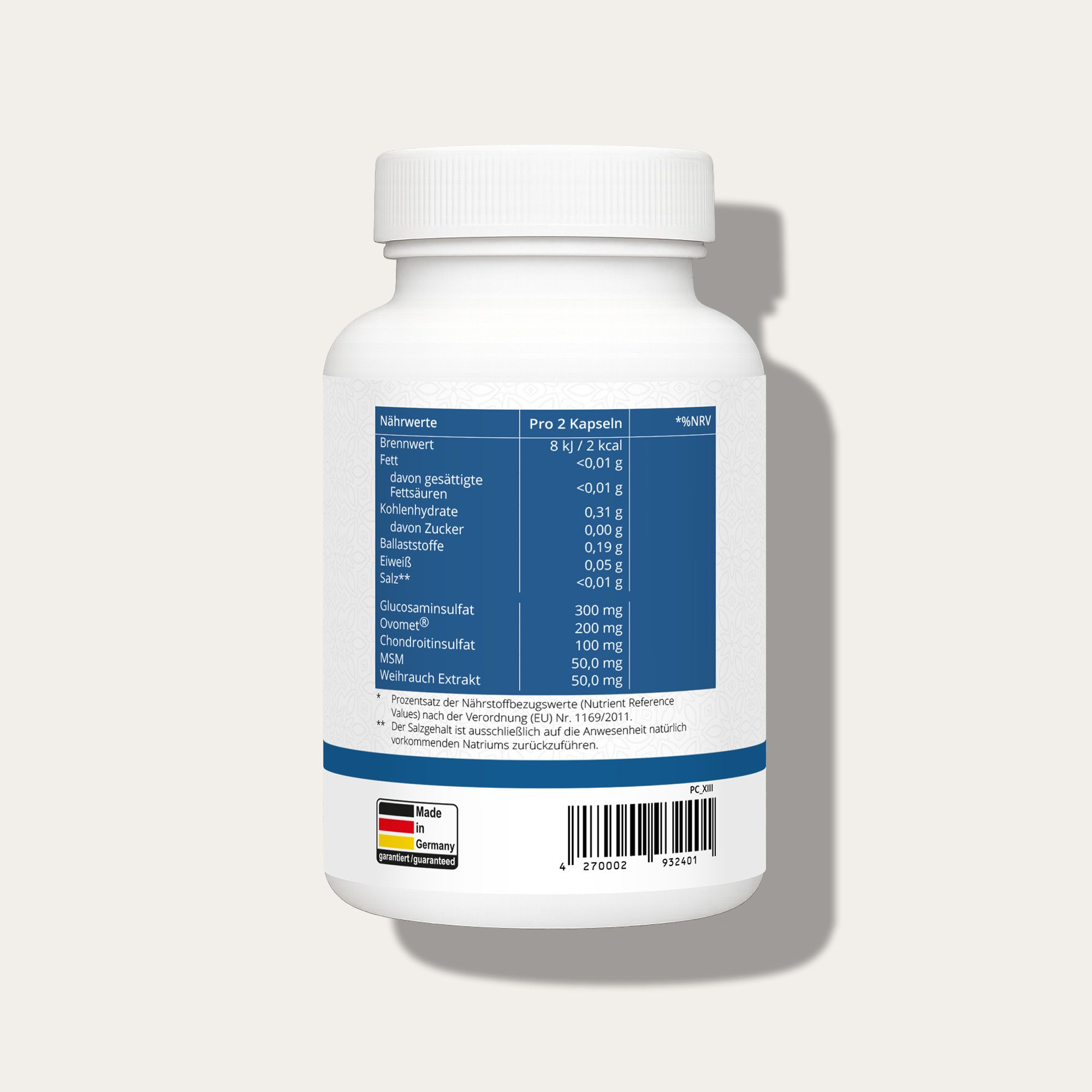 PURMEO OptiTrans mit Ovomet® (Kollagen), Glucosamin, Chondroitin, Weihrauch und MSM - 120 Kapseln