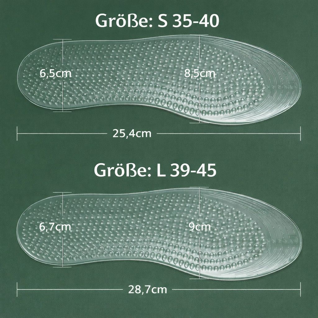 Silikon Massage Einlegesohlen, atmungsaktiv, bequem & rutschfest, für Sport & Freizeitschuhe