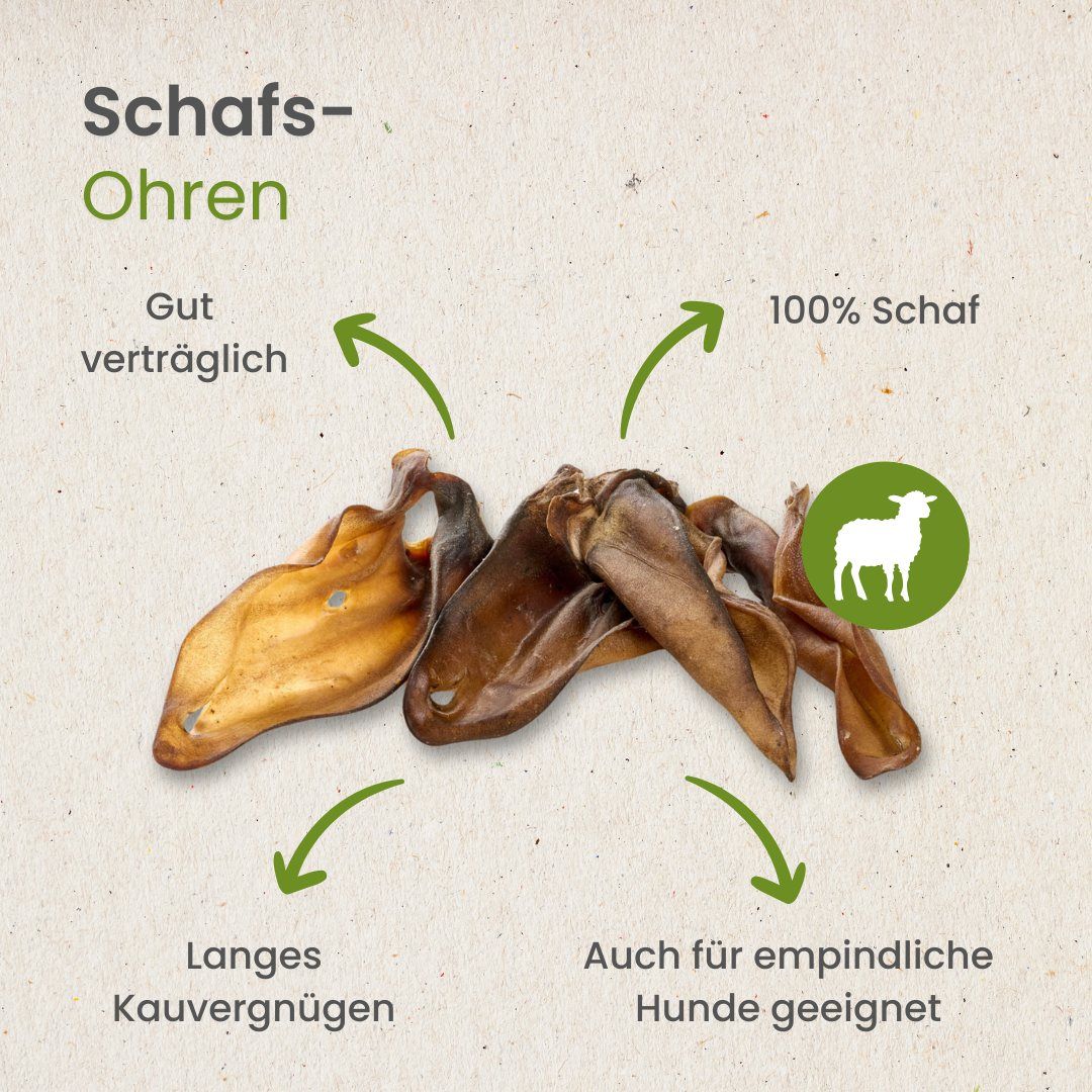 Mehrere getrocknete Schafsohren.