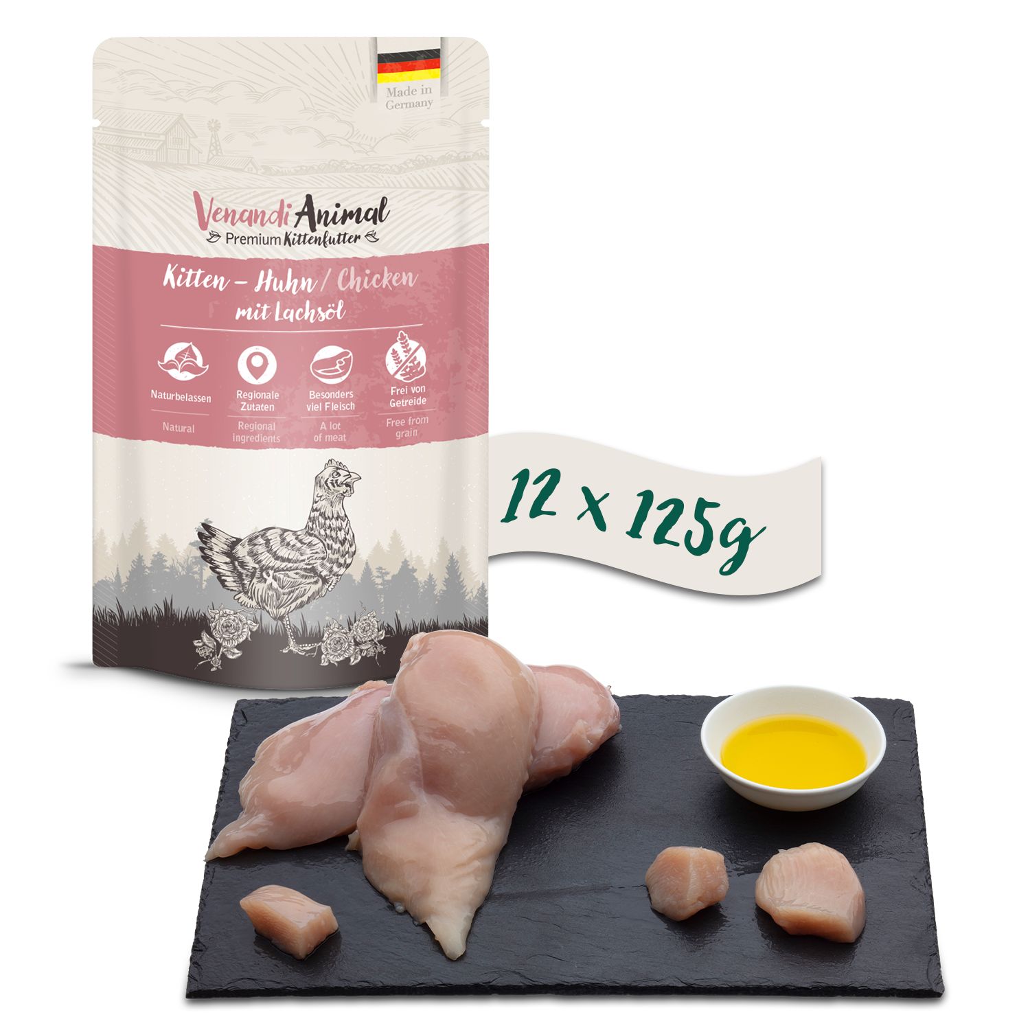 Venandi Animal - Kitten - Huhn mit Lachsöl