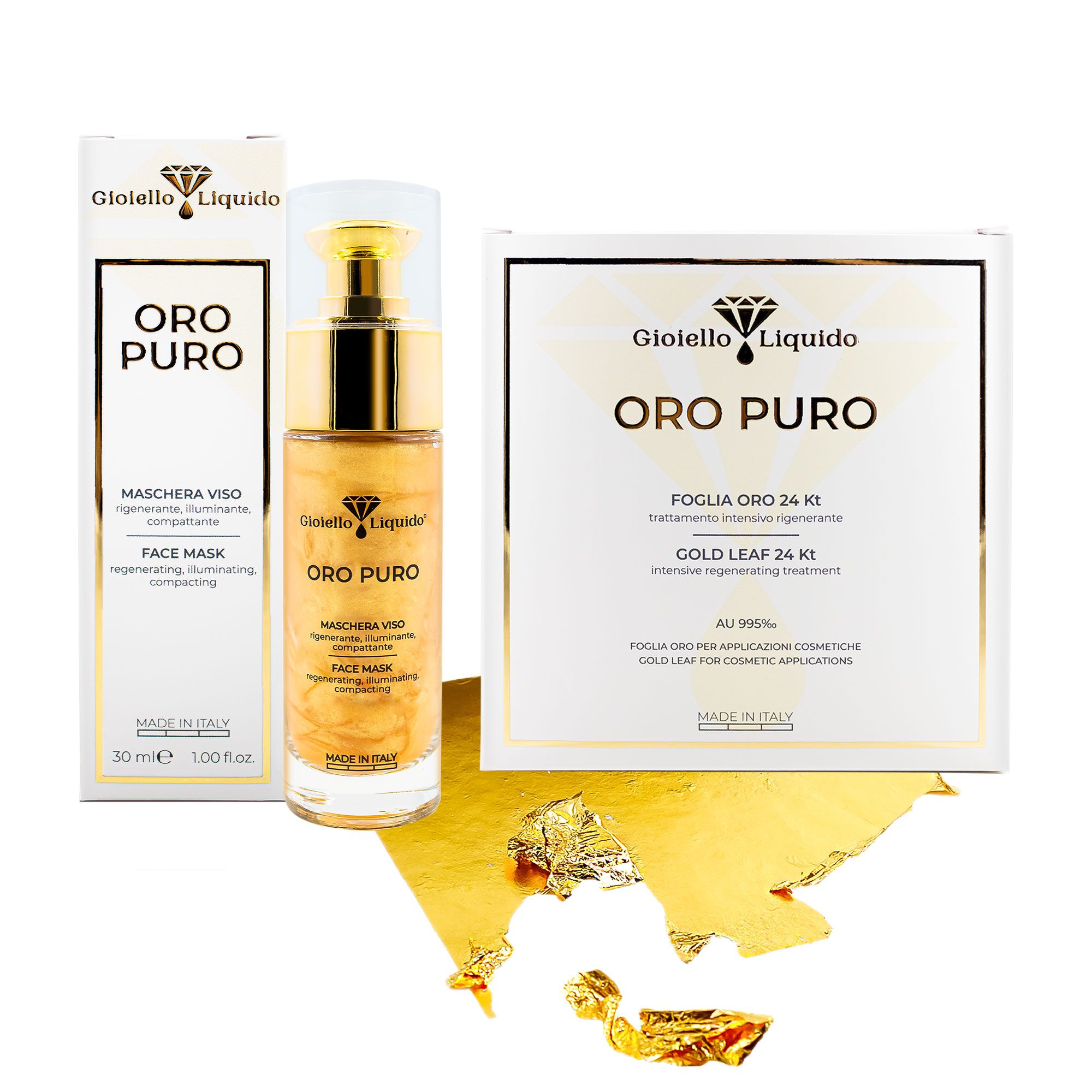 Gioiello Liquido Set Gesichtsmaske + 24 KT Blattgold