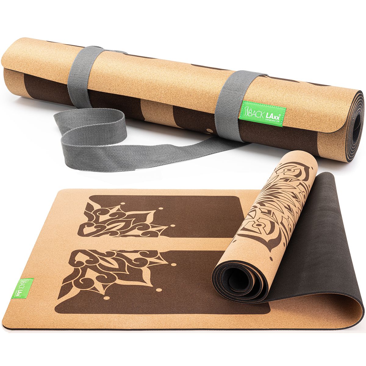 BACKLAxx® Yogamatte Kork mit Naturkautschuk 183x61x0,4cm