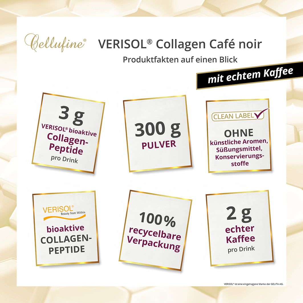 Cellufine® Café noir Verisol® B (Rind) Collagen-Kaffee - Doypack 300 g Pulver