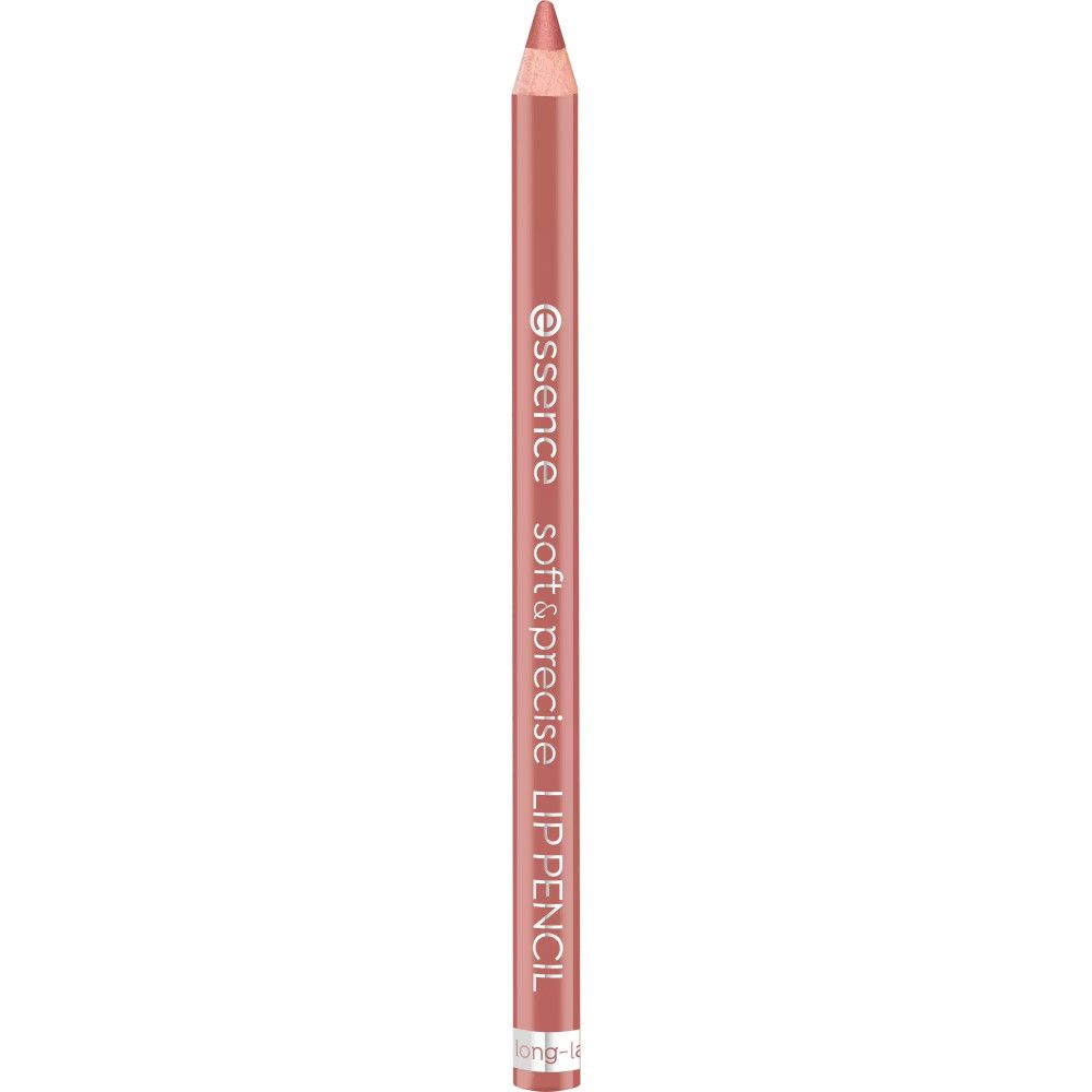 Lippenkonturenstift, rosa. Aufschrift: Essence, Soft & Precise, LIP PENCIL. Spitze in Produktfarbe.