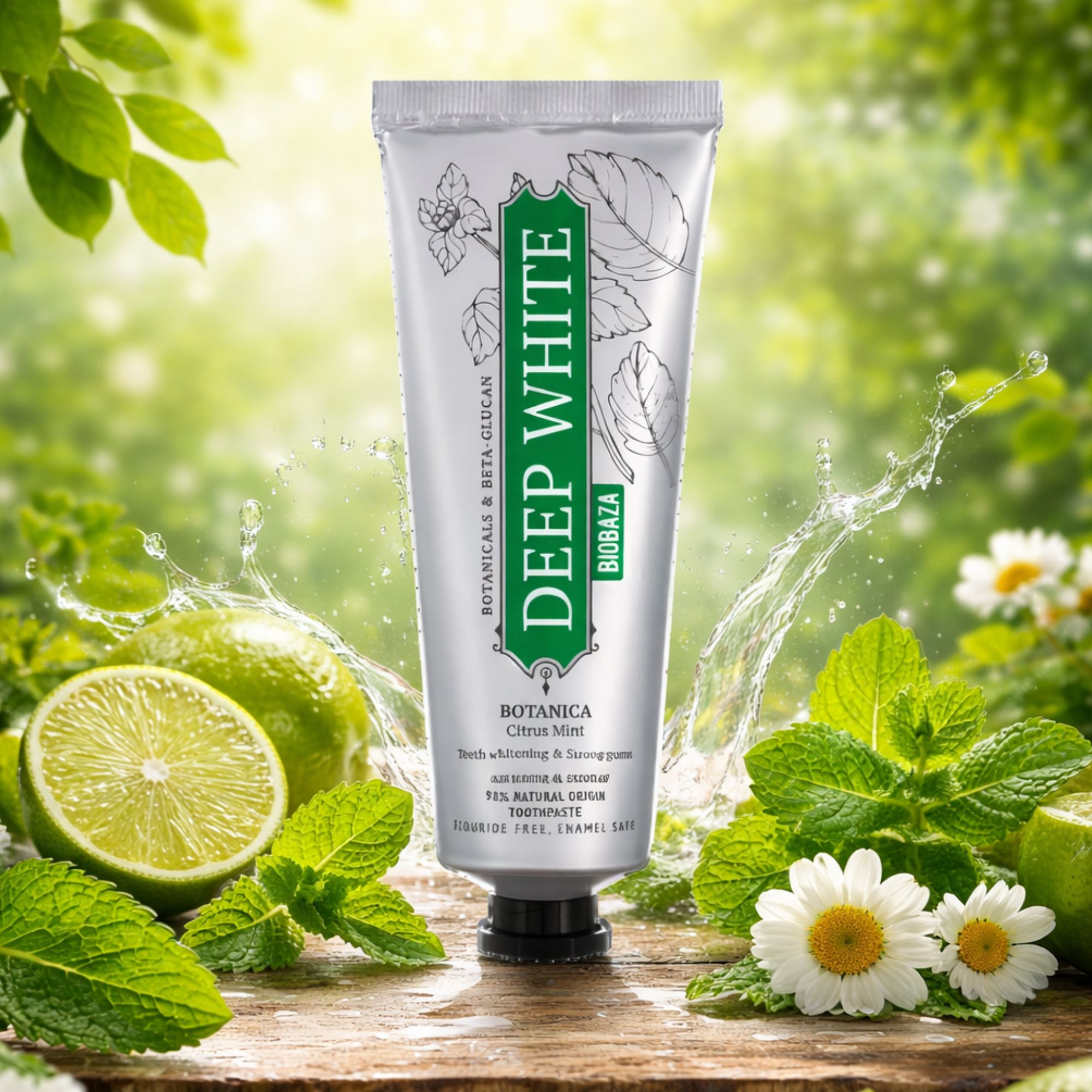 BIOBAZA Deep White Botanica Natürliche Zahnaufhellungs-Zahnpasta