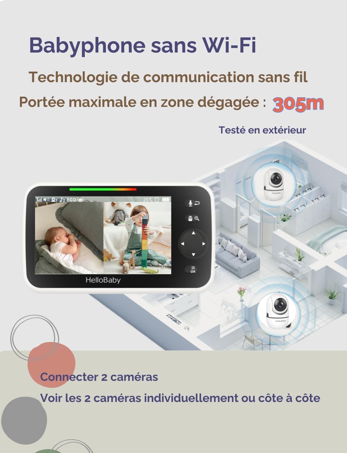 HelloBaby Babyphone mit 2 Kameras