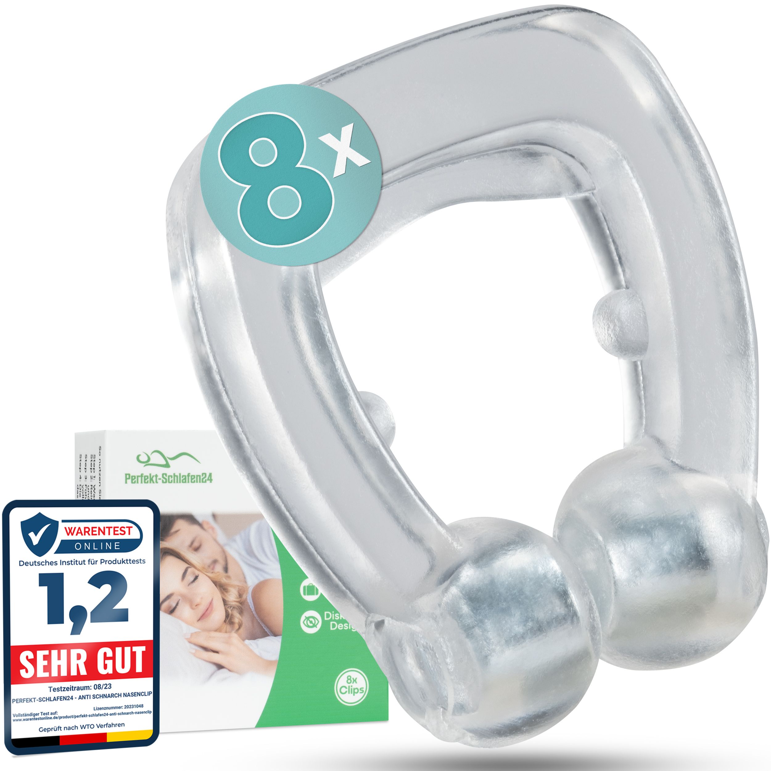 Perfekt-Schlafen24 - Schnarchstopper 8x Nasenklammer Schnarchen