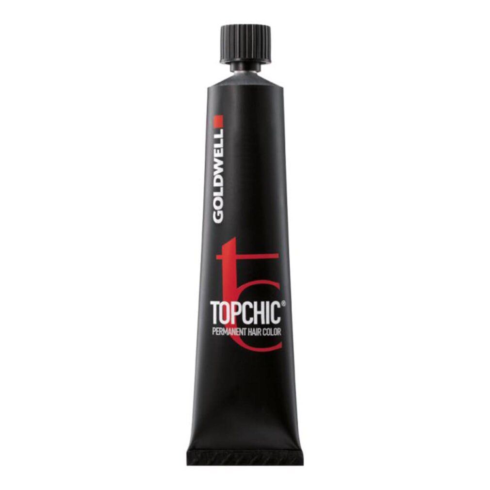 Goldwell Topchic Haarfarbe Tube. Schwarz mit rotem Logo und Produktbezeichnung. 12BN ultra blond beige naturell.