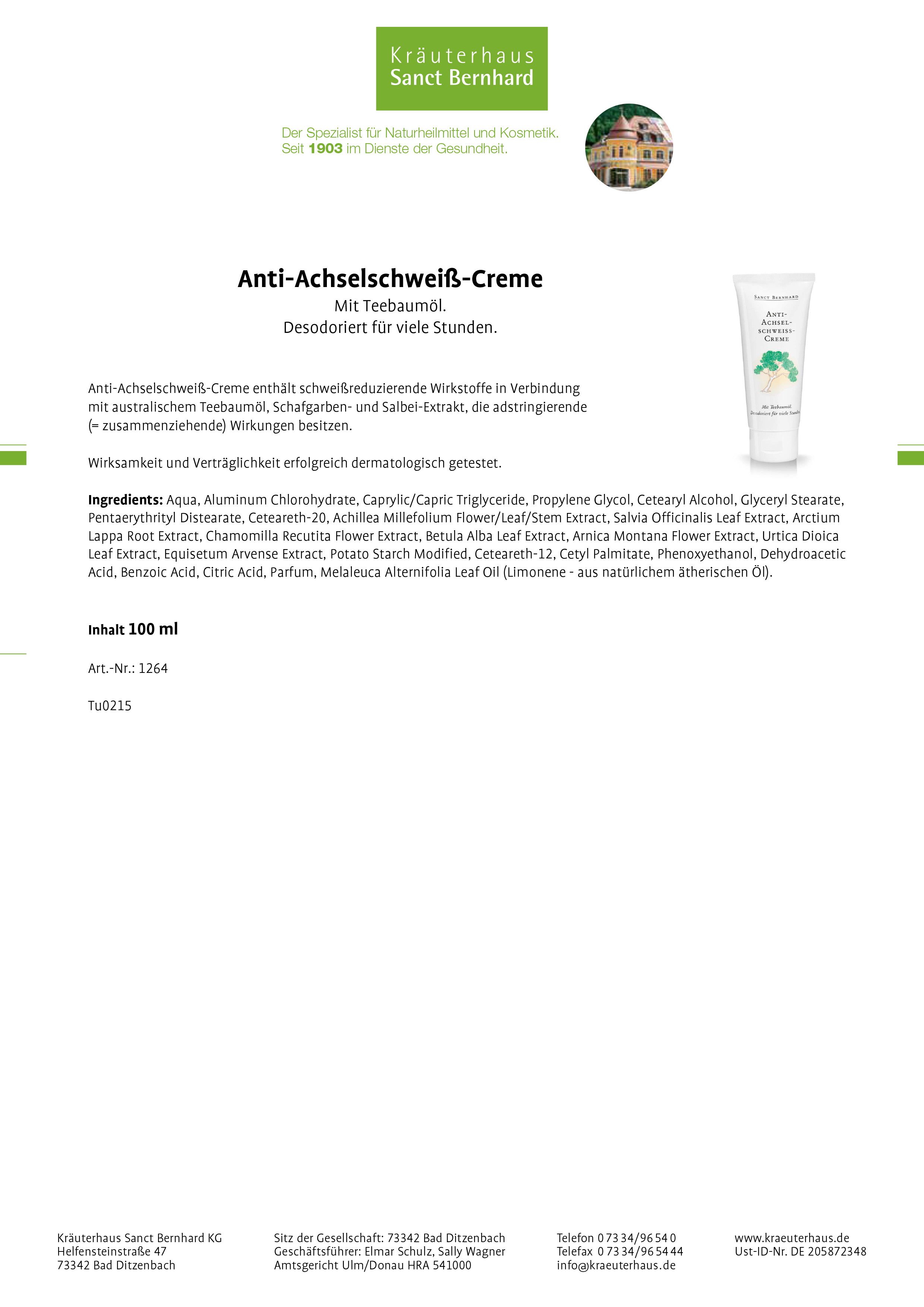 Sanct Bernhard Anti-Achselschweiß-Creme