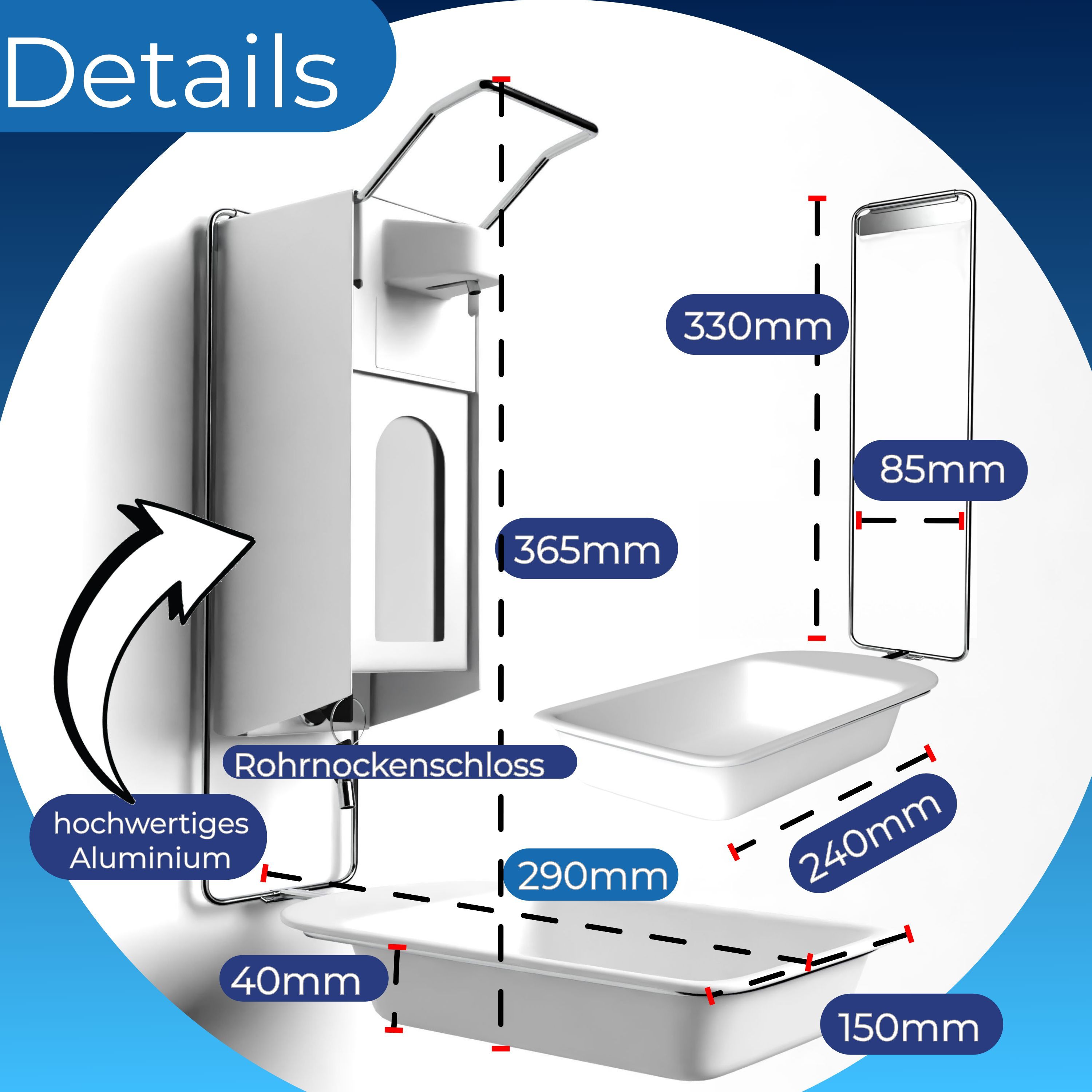 Horn Medical Desinfektionsmittel- / Seifen-Wandspender Komplettset