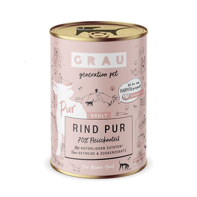 Grau Hund Rind Pur 6x400 g Futter