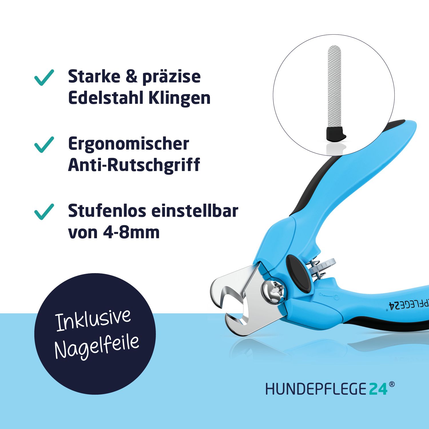 Hundepflege24 Krallenschere / Krallenzange Set Hunde und Katzen inkl. Nagelfeile