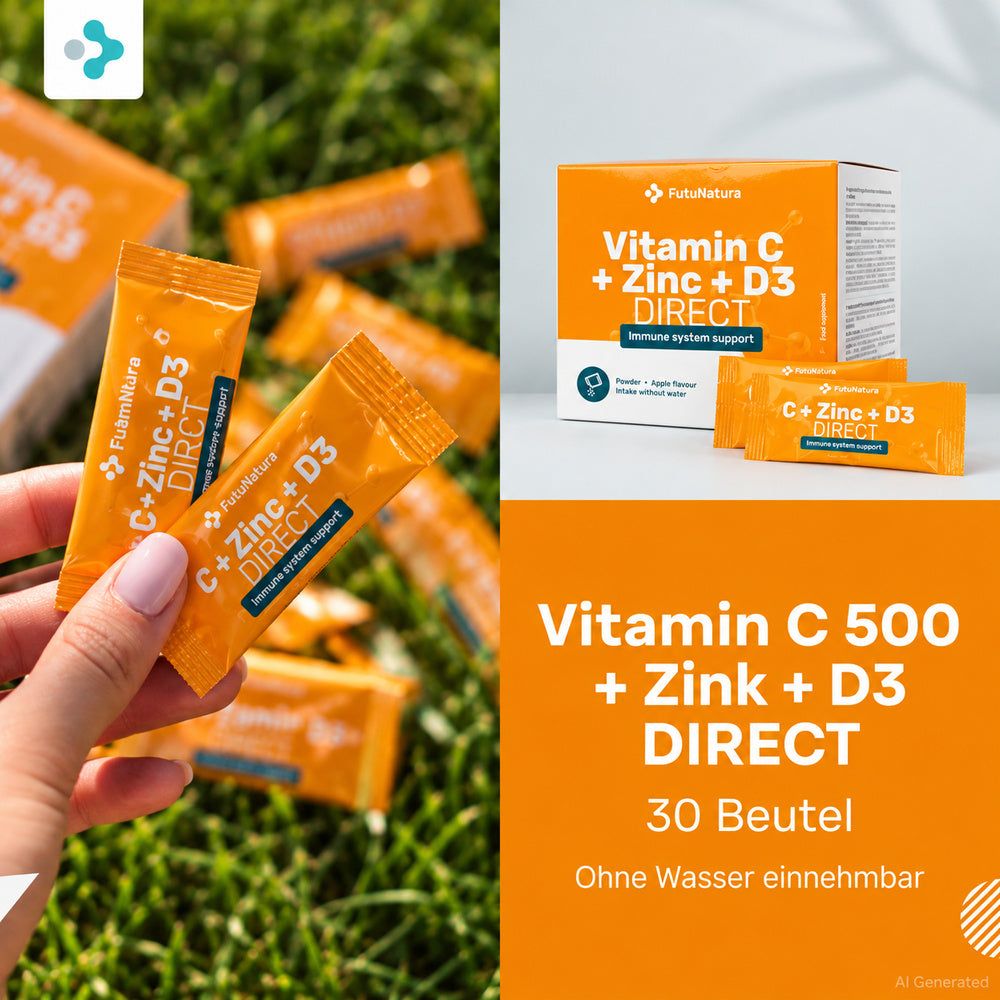 FutuNatura Vitamin C + Zink + D3 DIRECT Beutel für Immunsystem-Unterstützung.