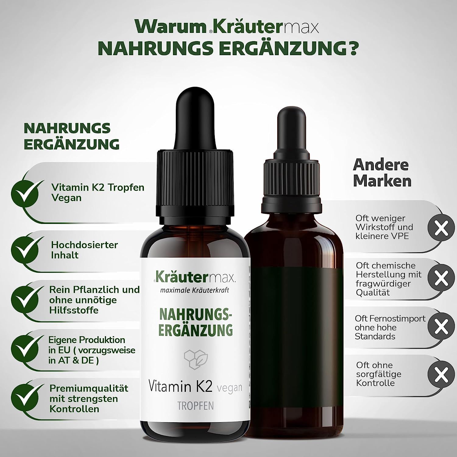 Kräutermax Vitamin K2 (all-trans Mk-7) vegan Tropfen 15 ml Flüssigkeit