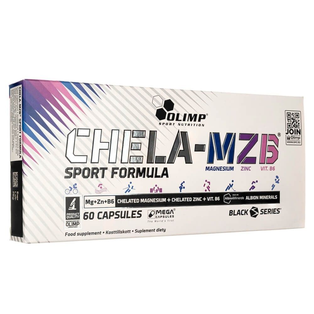 Olimp Chela-MZB Sport Formula Kapselverpackung, Rückseite mit Nährwertangaben.