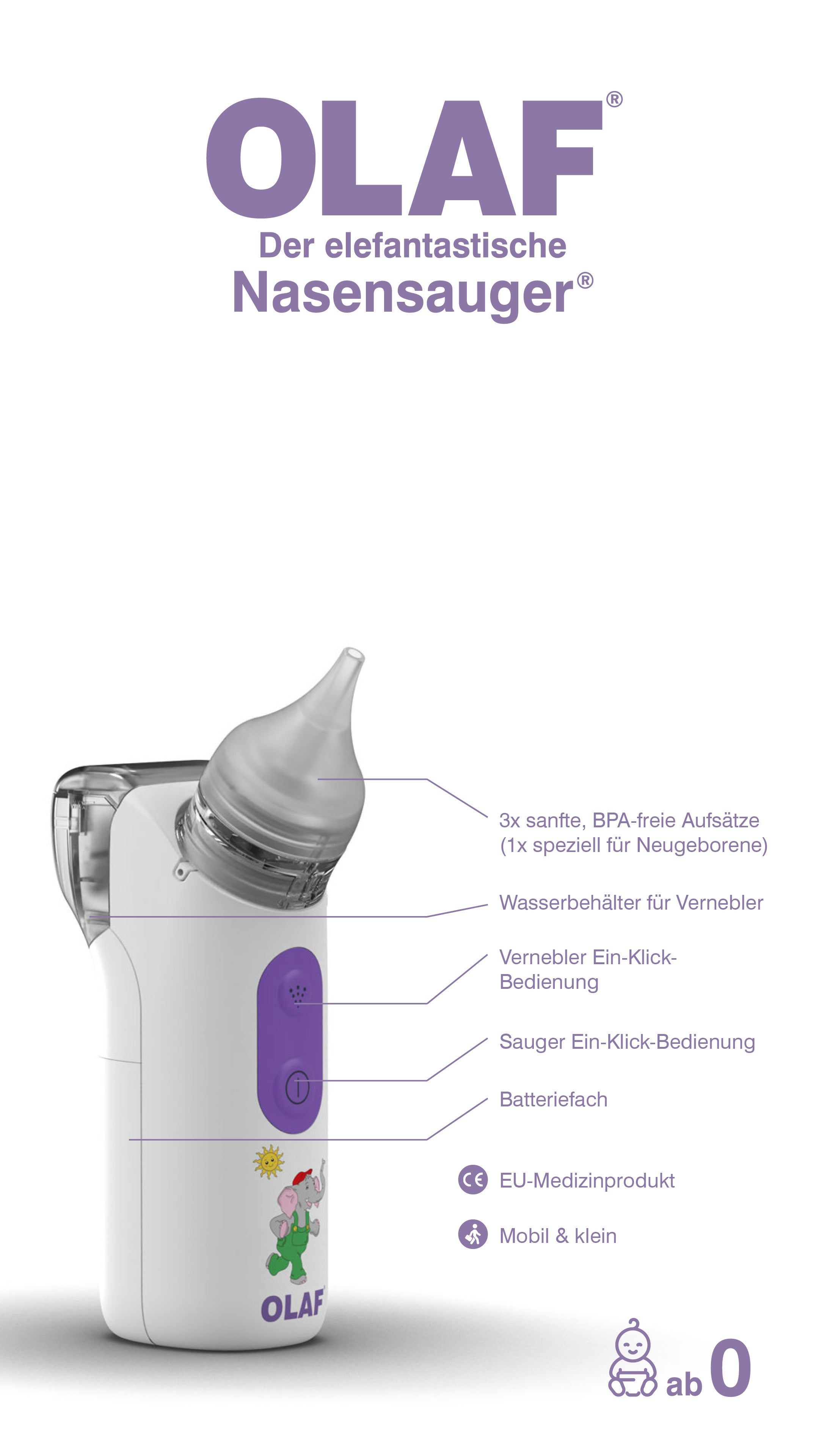 OLAF® Elektrischer Nasensauger Baby 2in1 mit Vernebler