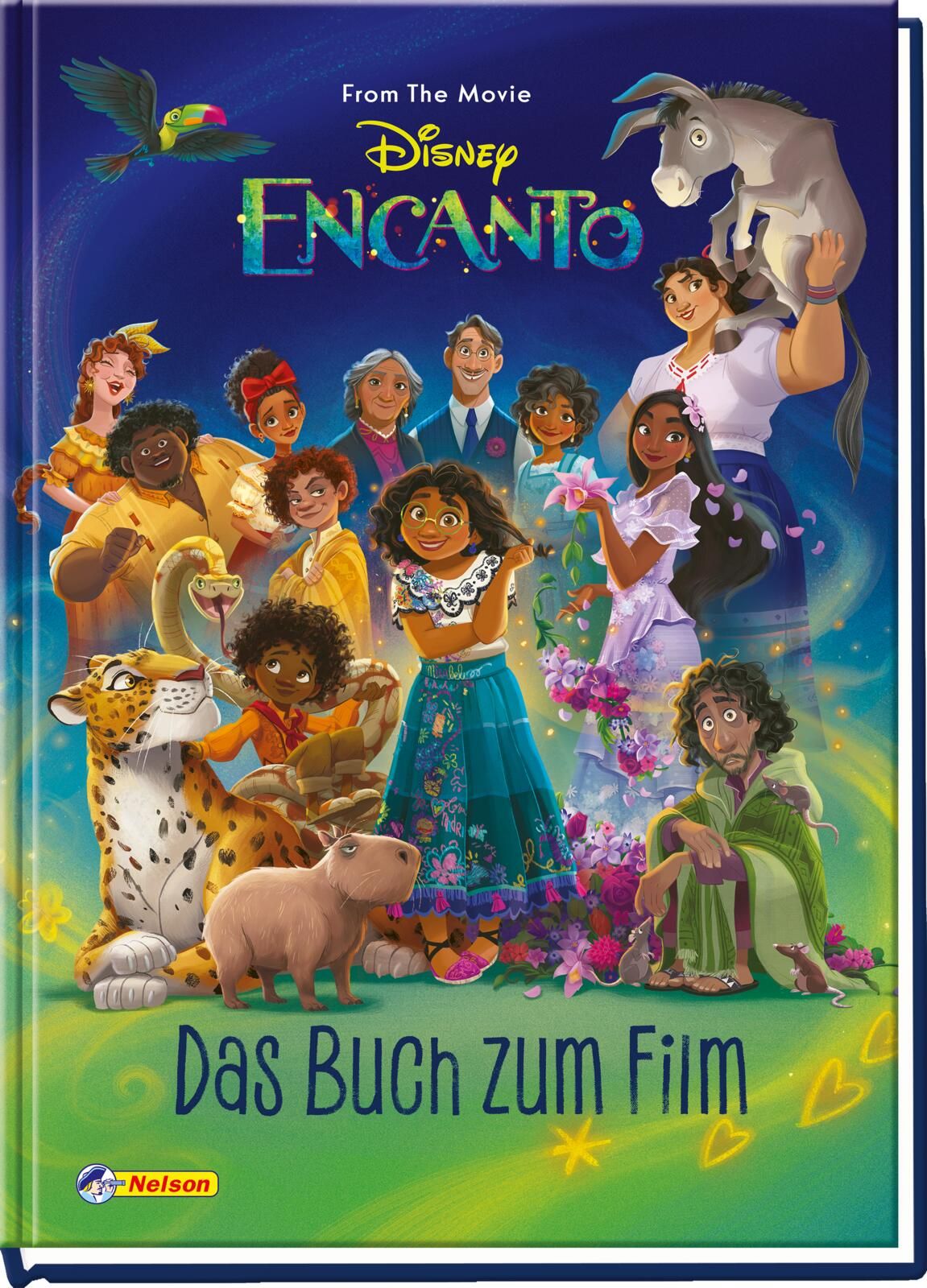 Buchcover mit Illustrationen von Figuren aus dem Film Encanto. Titel: Das Buch zum Film. Verlag: Nelson.