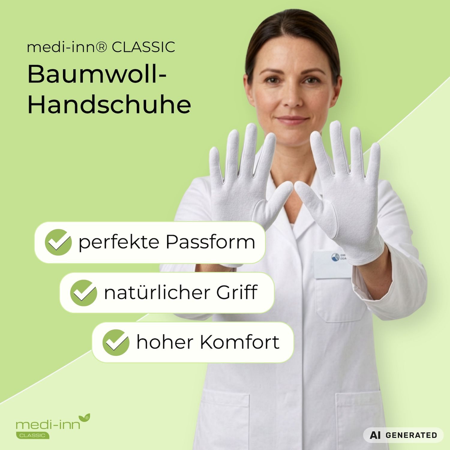 Medi-Inn Baumwollhandschuhe Trikot reinweiss atmungsaktiv