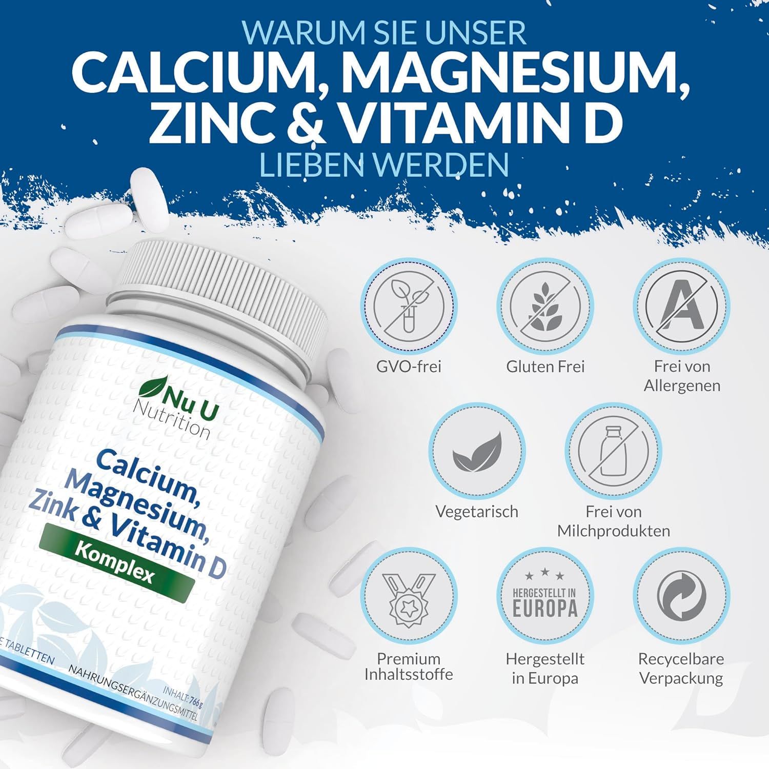 Nu U Nutrition Calcium Magnesium Zink & Vitamin D3