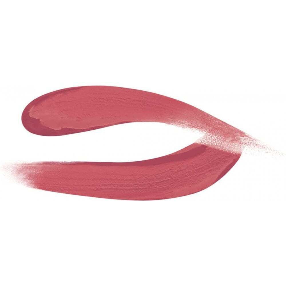 Rosafarbener Lippenstift-Abstrich. Zwei Striche, die sich in der Mitte treffen.