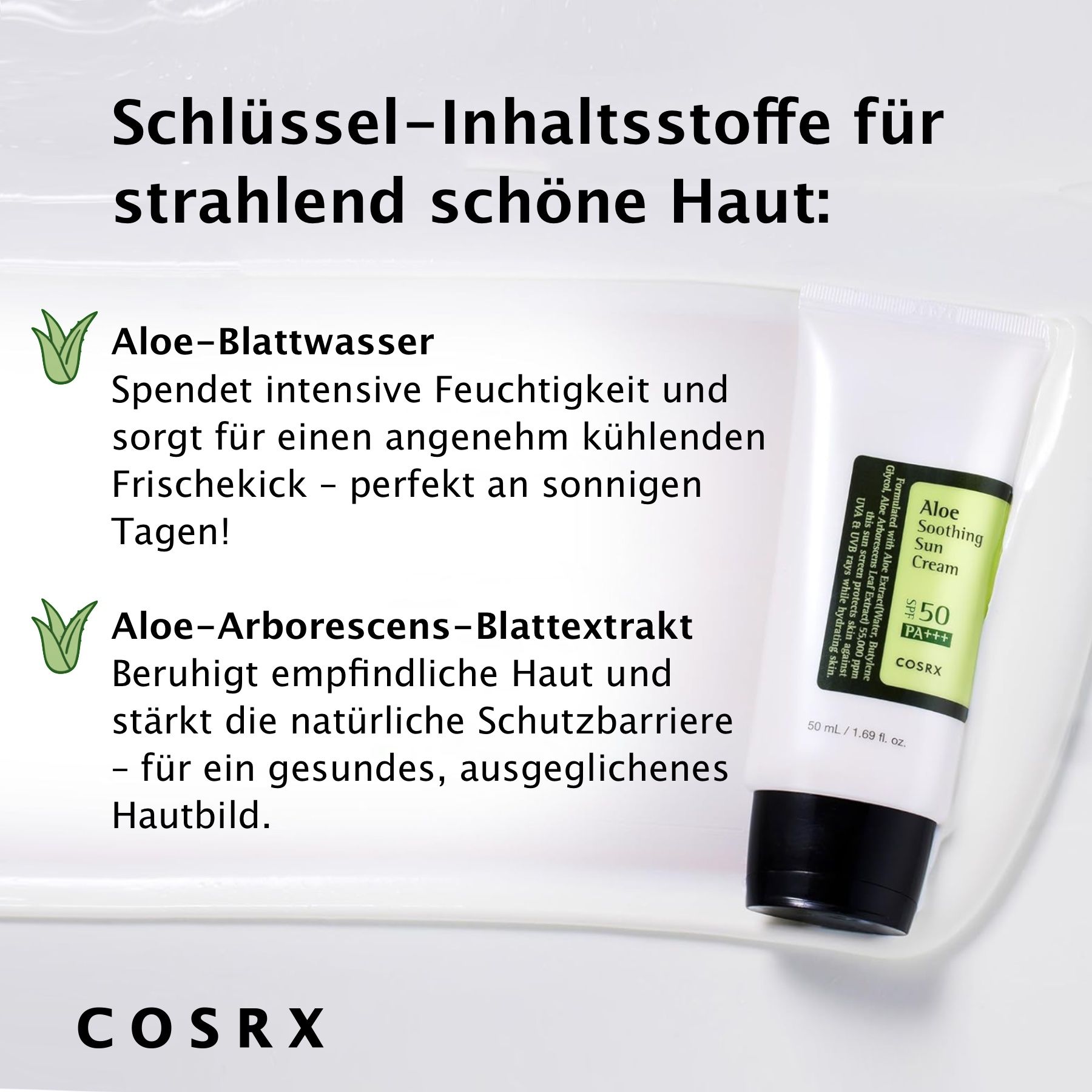 COSRX Soothing Sun Cream SPF 50+ Sonnenschutzcreme mit Aloe Vera