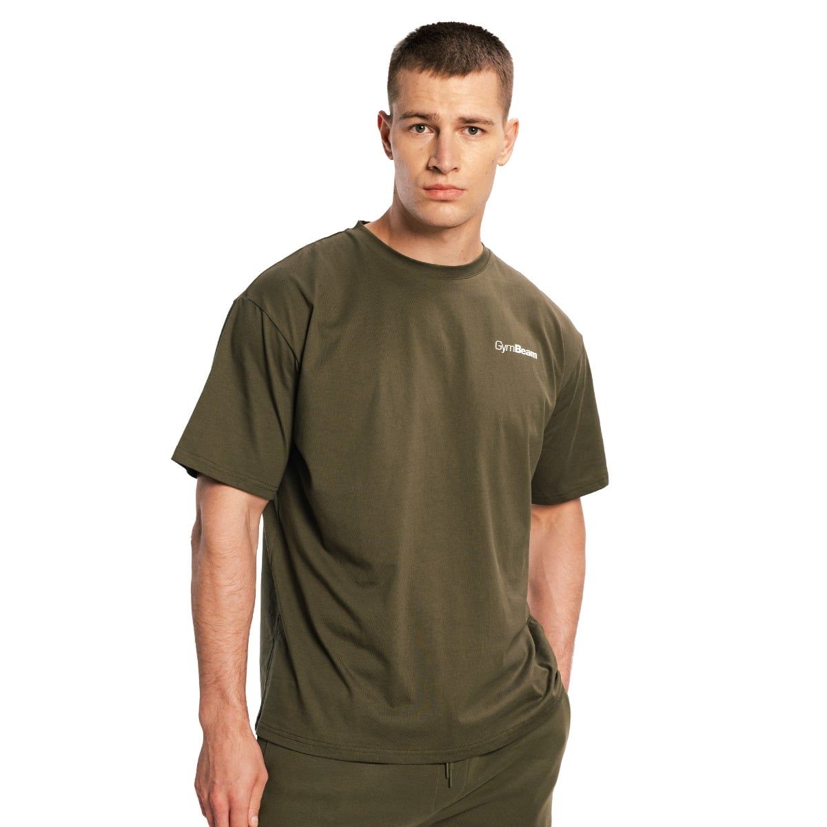 GymBeam T-Shirt Herren Oversized Kurzarm aus Baumwolle in Espresso