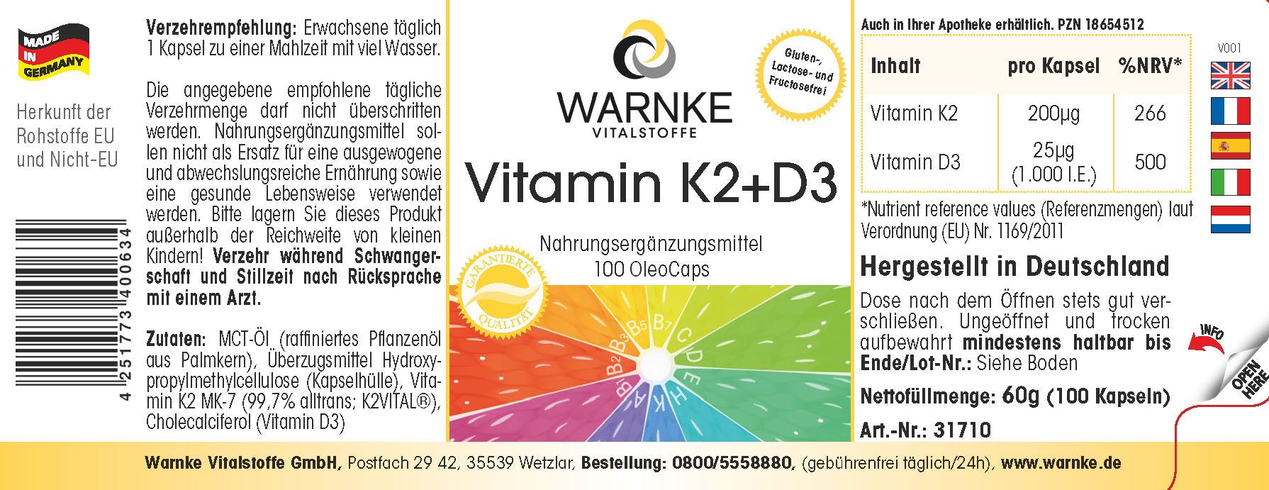 Warnke Vitalstoffe | Vitamin K2+D3