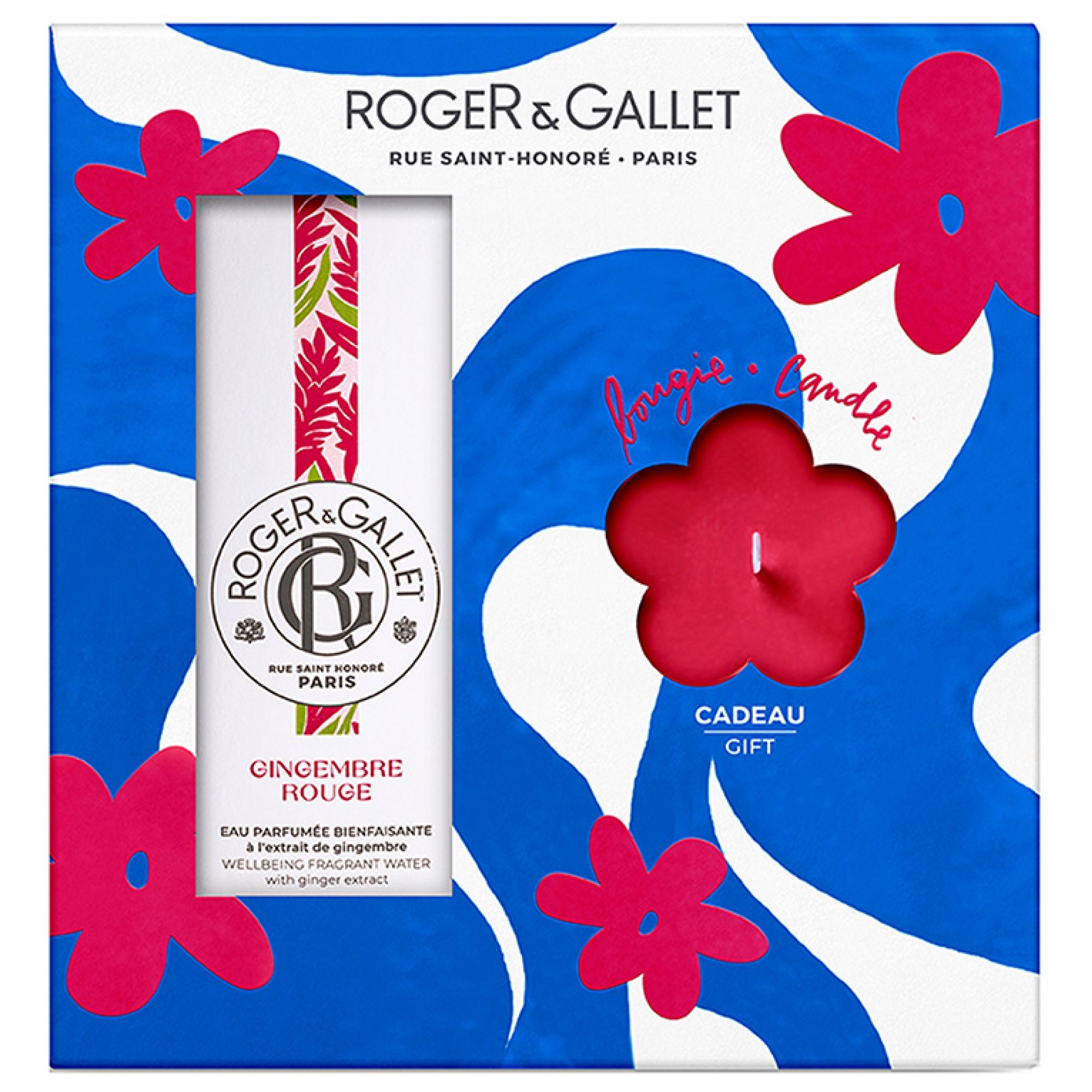 Roger & Gallet Gingembre Rouge Coffret Eau Parfumée Bienfaisante 100 ml + Duftkerze 75 gr Offerte 20x5x20 cm