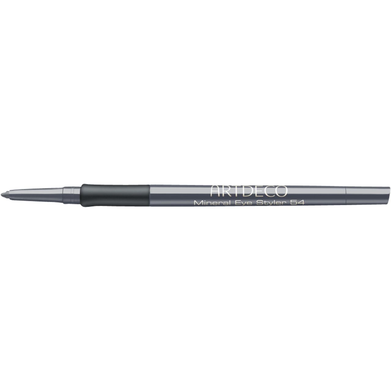 Artdeco Mineral Eye Styler. Crayon gris foncé avec manche noir. Pointe sortie. Nom du produit et marque sur le crayon.