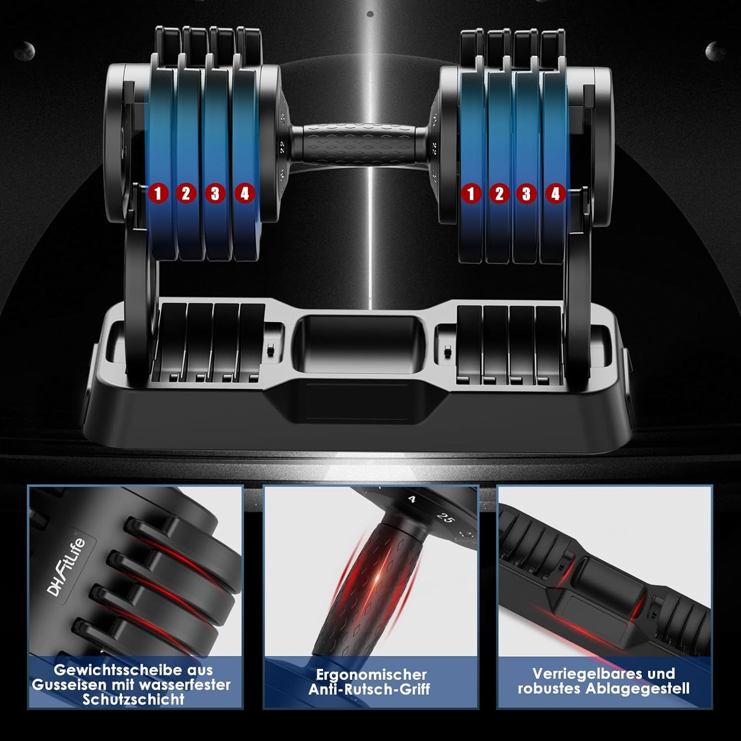 DH FitLife 25 kg Verstellbare Hanteln