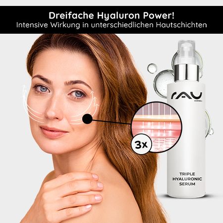 RAU Cosmetics Triple Hyaluronic Serum - Hochdosiertes Hyaluron mit 3 starken Hyaluronsäuren