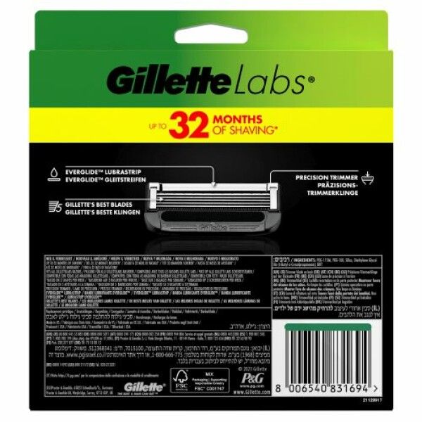 Gillette Labs Rasierklingen für Männer, 16 Ersatzklingen, Kompatibel mit allen GilletteLabs Rasier