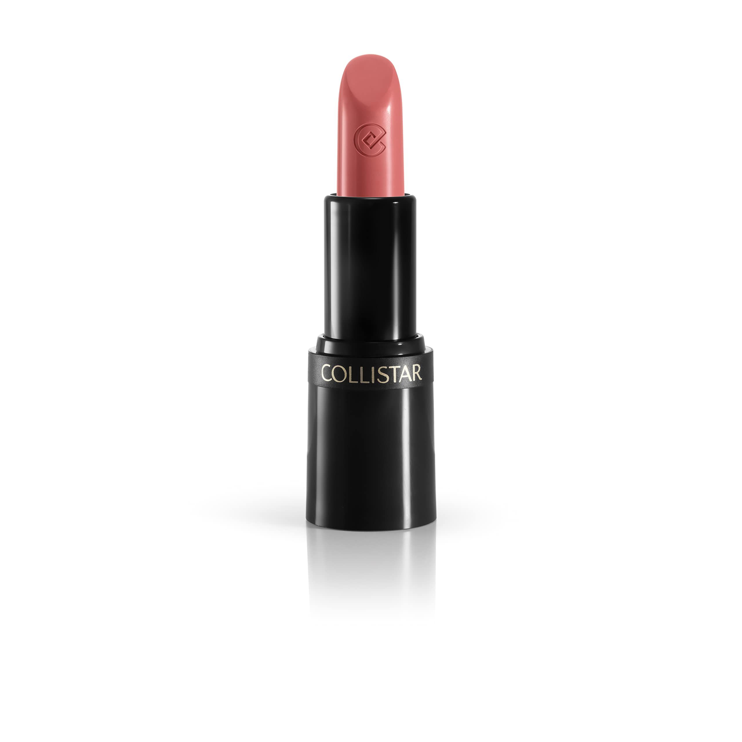 Lippenstift in Antikrosa. Schwarze Hülse mit COLLISTAR-Logo. Produkt steht auf weißem Hintergrund.